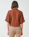 Tie Front Boxy Crop Button Up Shirt in Brown - Usolo Outfitters-KOTON