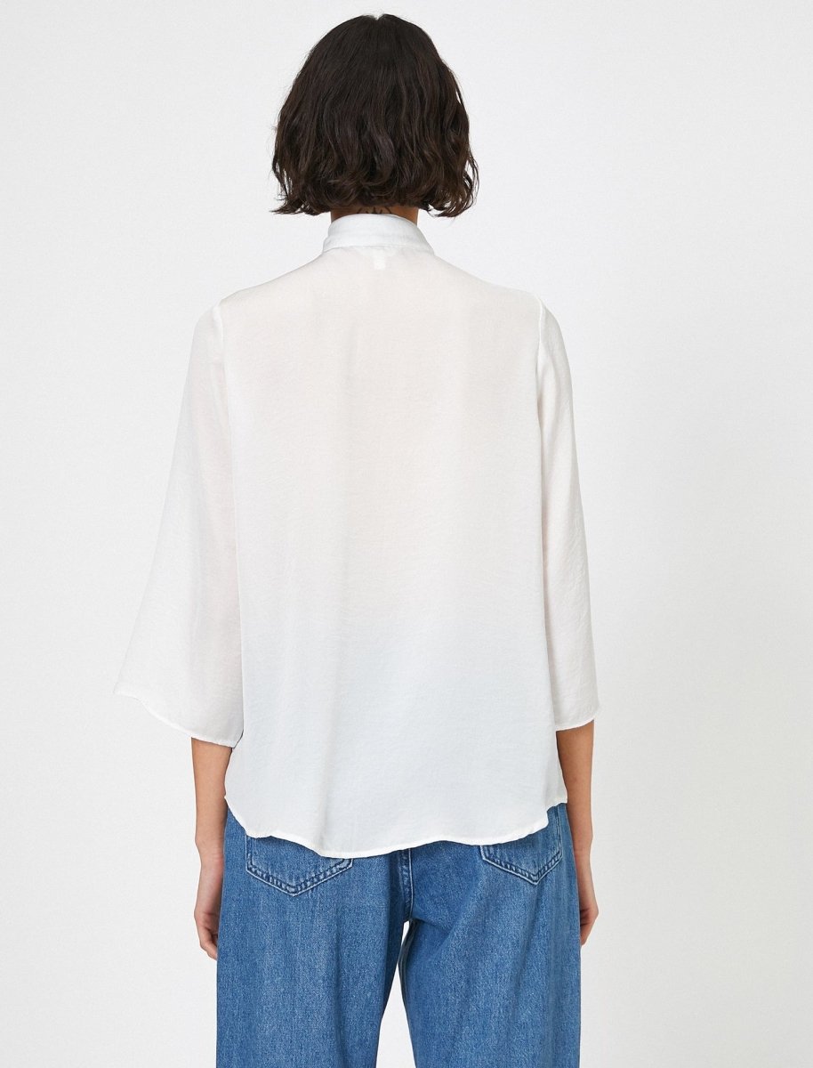 Tie-Neck Blouse in Cream - Usolo Outfitters-KOTON