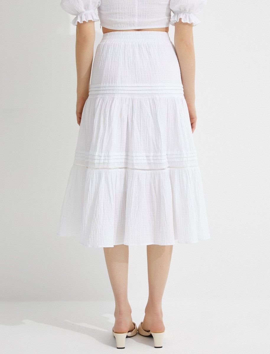 Tiered Midi Skirt in White - Usolo Outfitters-KOTON