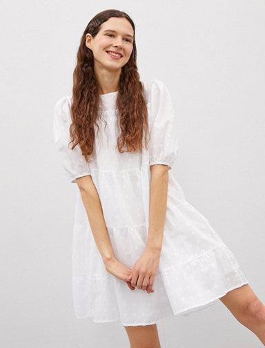 Tiered Mini Dress in White - Usolo Outfitters-KOTON