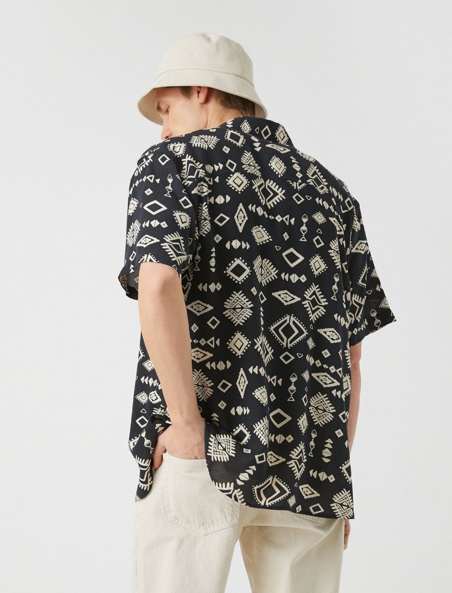 Tribal Geometric Shirt in Black - Usolo Outfitters-KOTON