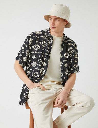 Tribal Geometric Shirt in Black - Usolo Outfitters-KOTON