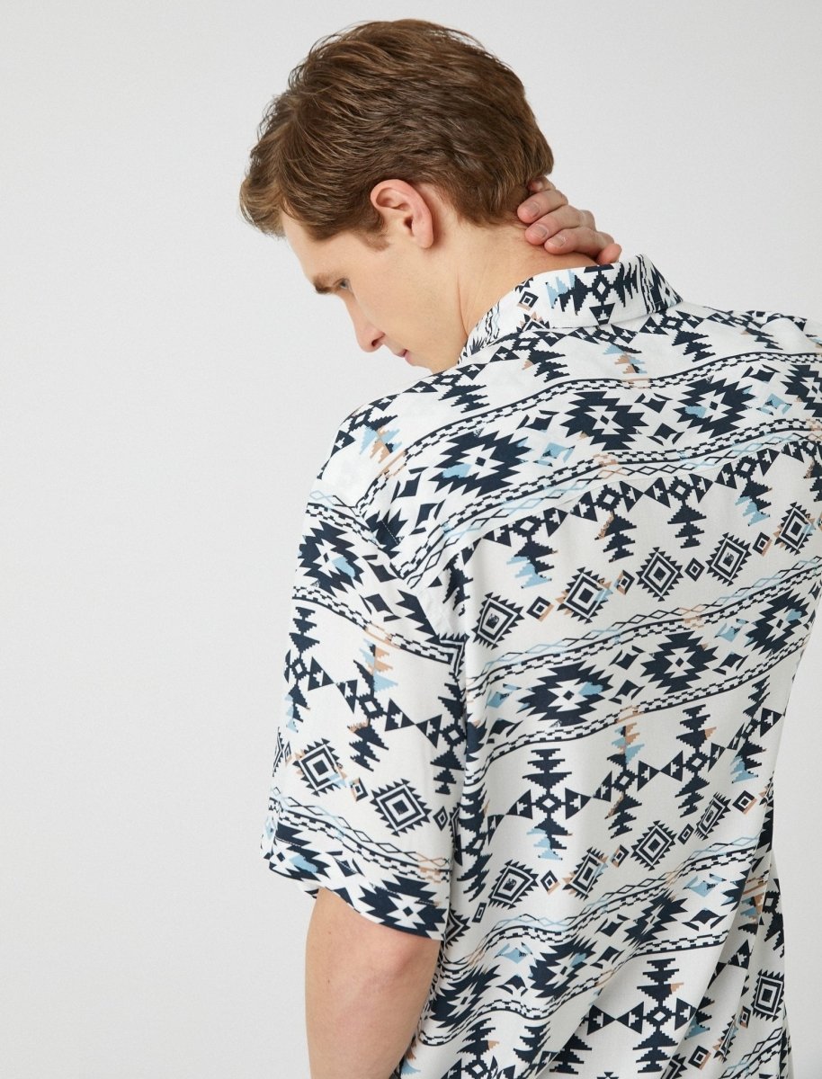 Tribal Geometric Shirt in White - Usolo Outfitters-KOTON