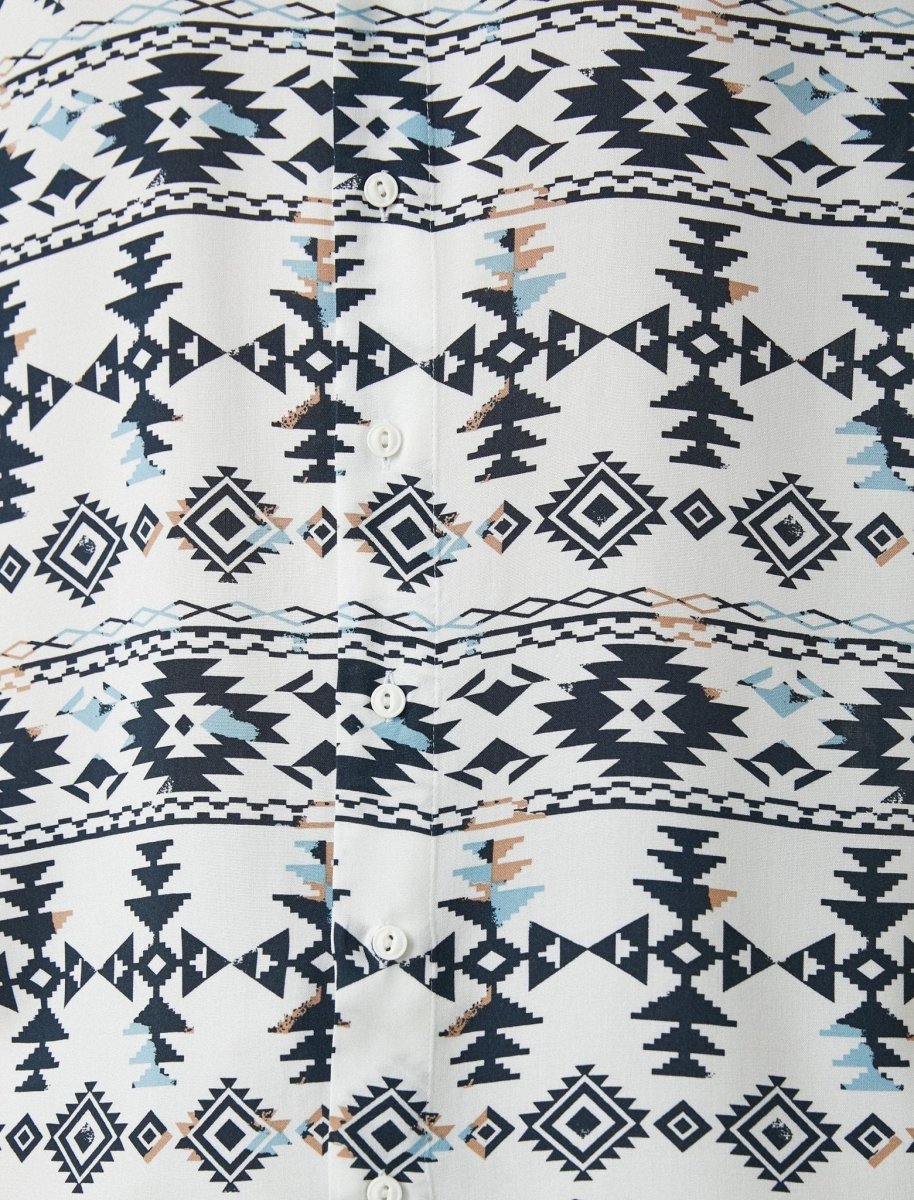 Tribal Geometric Shirt in White - Usolo Outfitters-KOTON