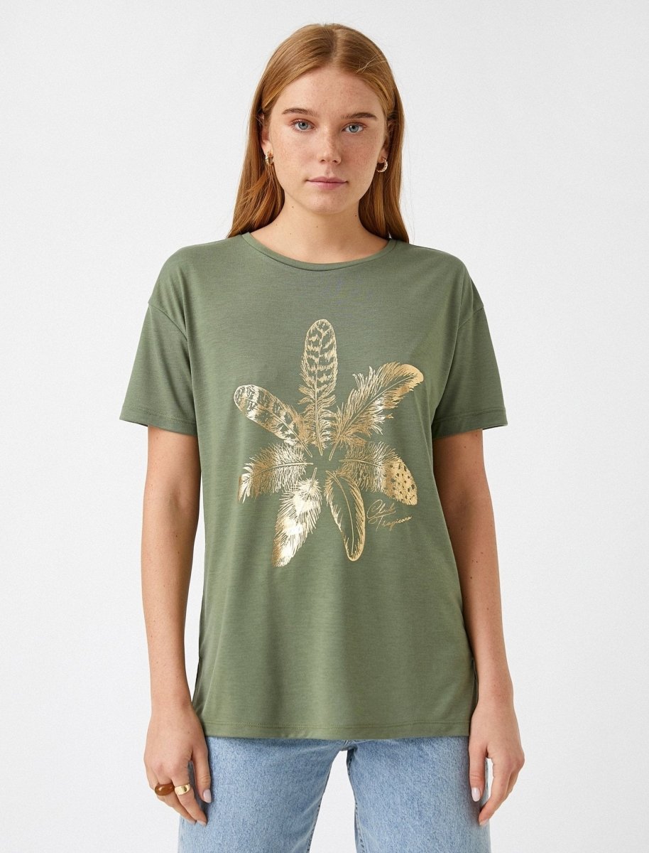Tropical Glitter Graphic in Green - Usolo Outfitters-KOTON
