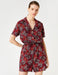 Tropical Print Button Up Shirt Romper in Merlot - Usolo Outfitters-KOTON