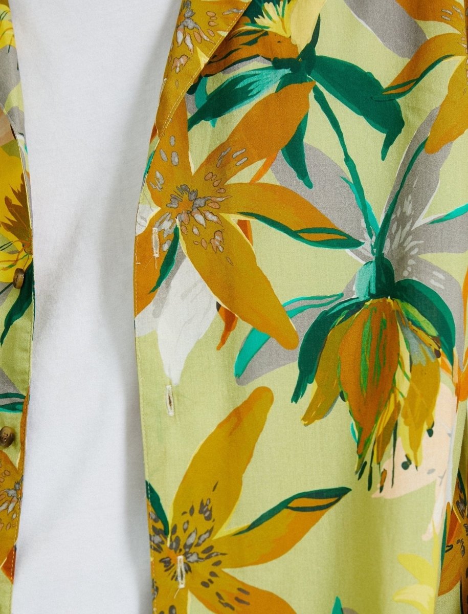 Tropical Print Camp Shirt in Yellow - Usolo Outfitters-KOTON
