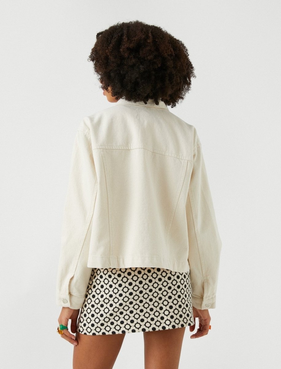 Twill Boxy Cropped Jacket in Cream - Usolo Outfitters-KOTON