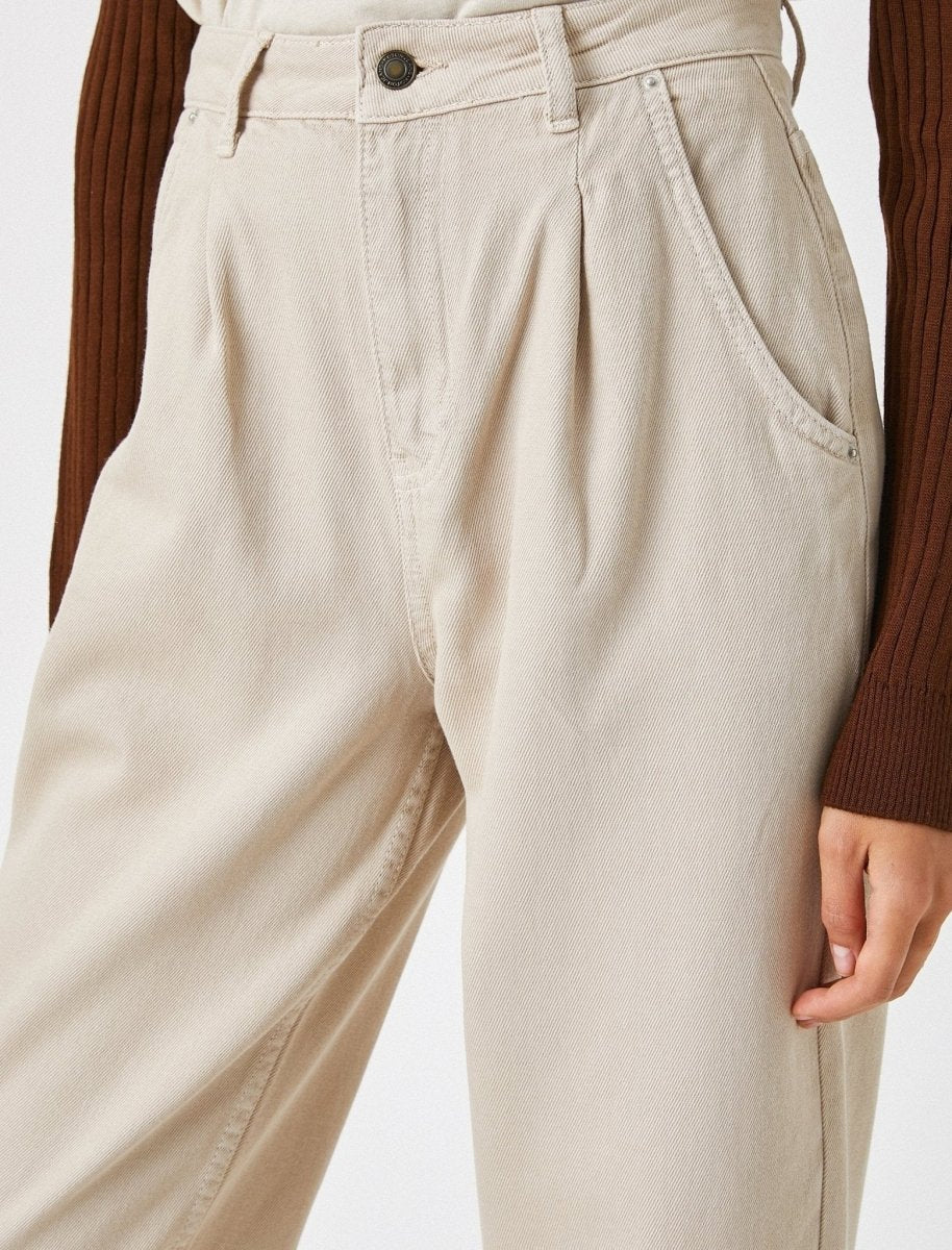 Twill Boyfriend Pants in Beige - Usolo Outfitters-KOTON