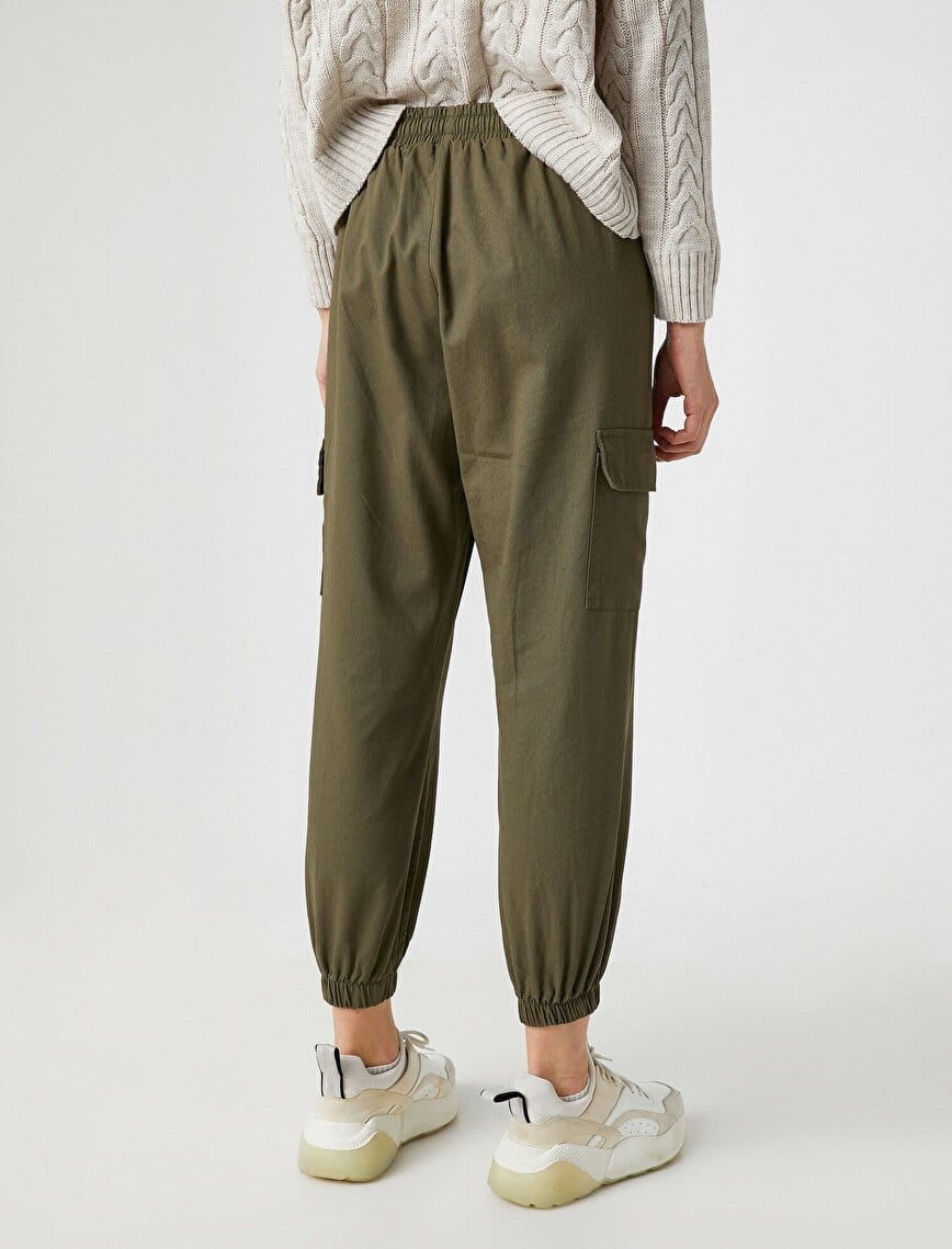 Pantalon de jogging cargo en sergé olive - Usolo Outfitters-KOTON