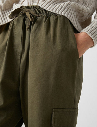 Pantalon de jogging cargo en sergé olive - Usolo Outfitters-KOTON