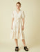 V-Neck Midi Linen Dress in Beige - Usolo Outfitters-KOTON