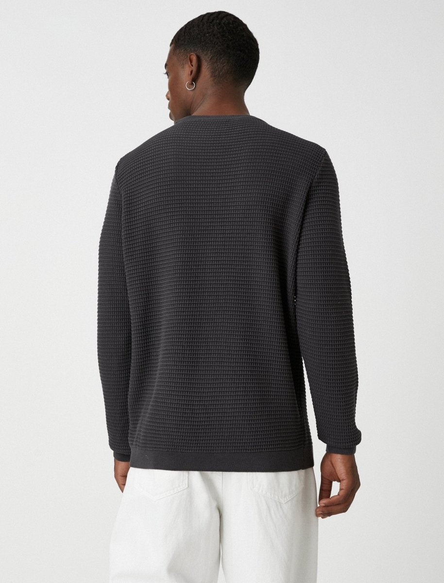 Waffle Knit Sweater in Anthracite - Usolo Outfitters-KOTON