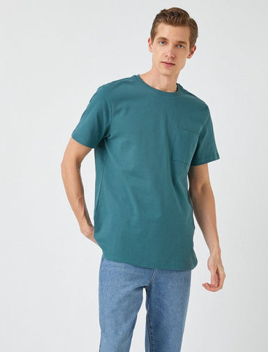 T-shirt à poche gaufrée en vert - Usolo Outfitters-KOTON