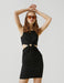 Waist Cut Out Mini Bodycon Dress in Black - Usolo Outfitters-KOTON