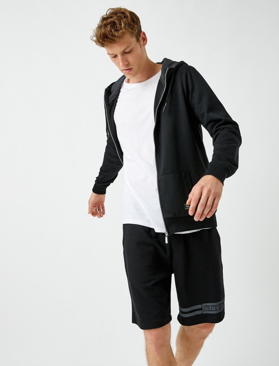 Zip-Up Hoodie in Black - Usolo Outfitters-KOTON