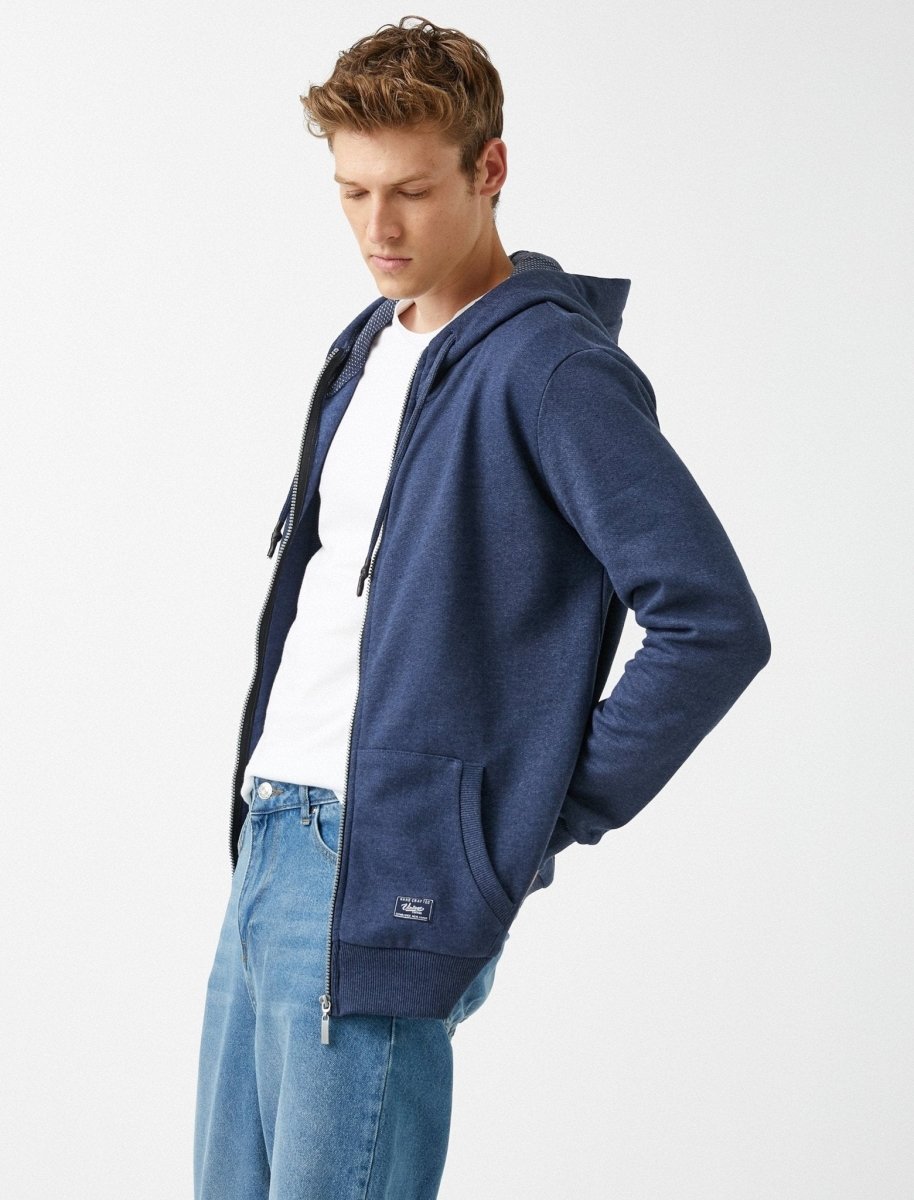 Zip-Up Hoodie in Blue - Usolo Outfitters-KOTON